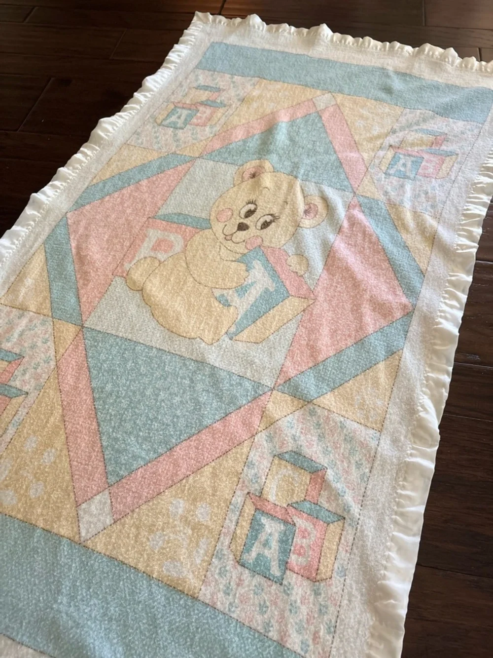Riegel blanket 36x50 Baby nursery Blanket- satin trim- 100% cotton- Made in USA
